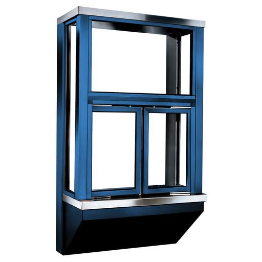 Ready Access BO-2 Bi-fold drive thru window Covenant Security Equipment Blue Frame