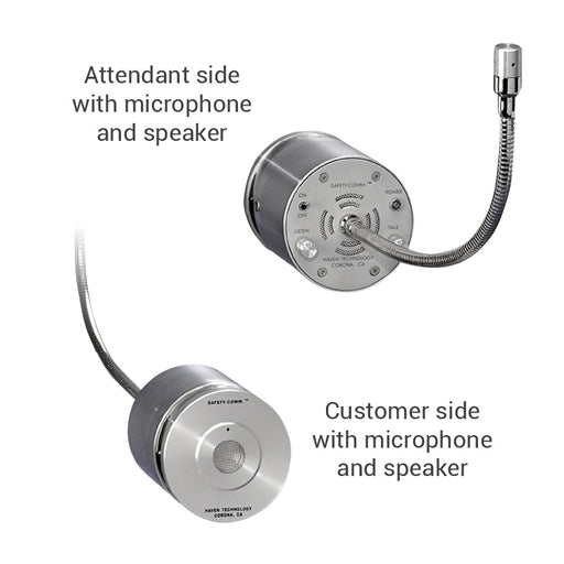 Amplified speak-thru attendant and customer side
