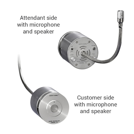 Amplified speak-thru attendant and customer side