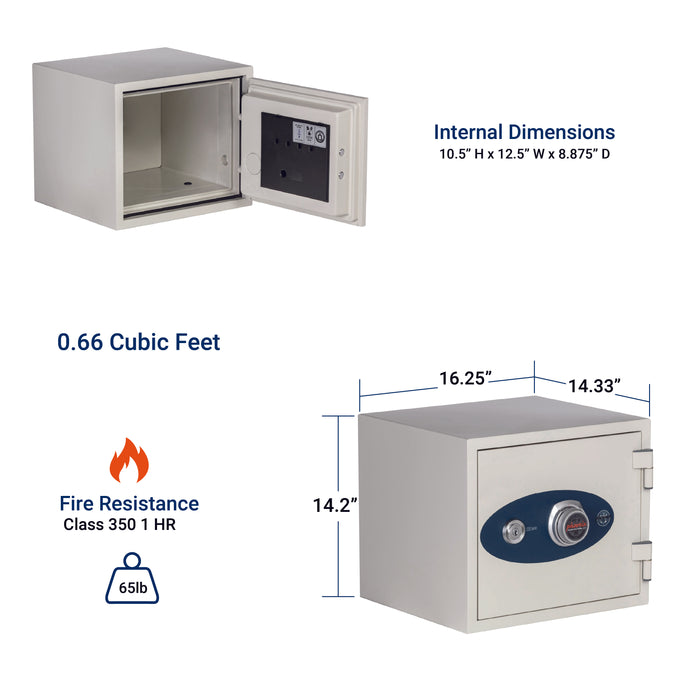 Phoenix safe Olympian 1221 1-Hour Dual Control Fireproof Safe for Home or Office 0.66 cu ft dimensions