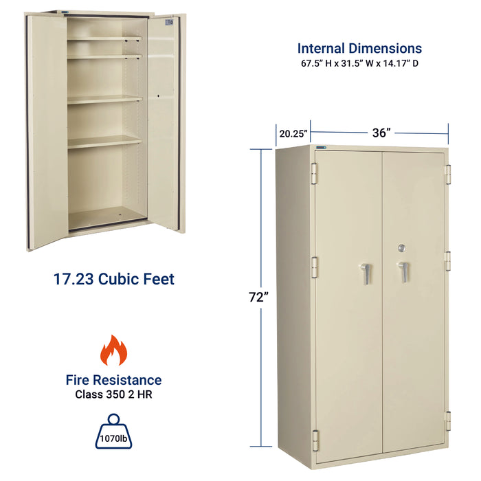 Phoenix FRSC72, 72 inch Fireproof Storage Cabinet with Water Seal and Key Lock | 17.23 Cubic Feet