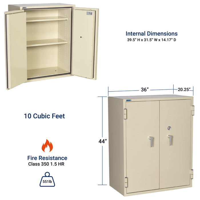 Phoenix Safe 44 inch Fireproof Storage Cabinet with Water Seal and Key Lock 10 Cubic Feet, FRSC36