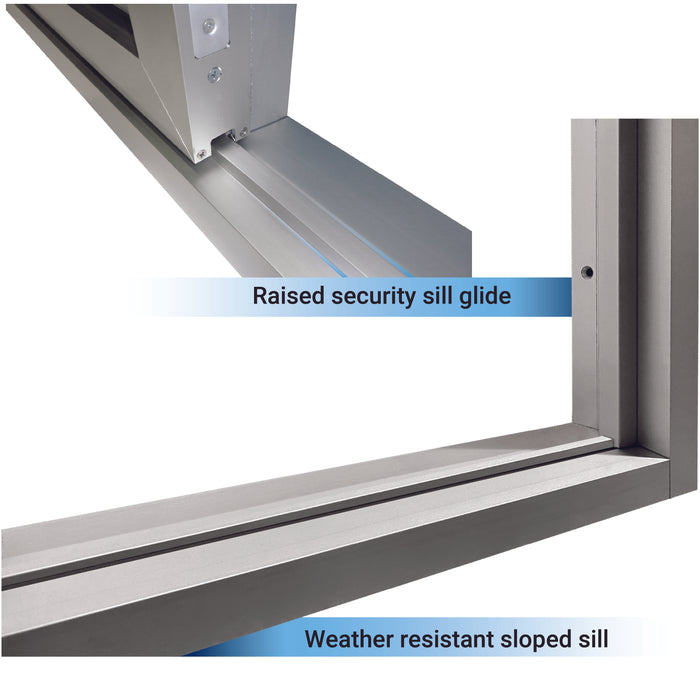 Ready Access 600 Low-e Drive Thru Slider Window Raised security sill glide