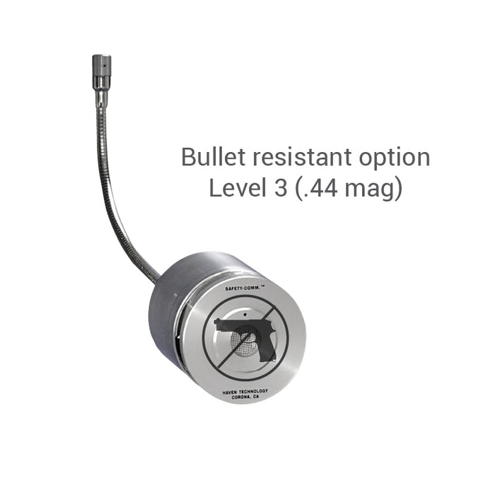 Amplified speak-thru adapter bullet resistant