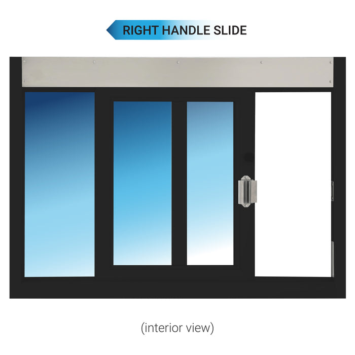 Quikserv right handle slide self-closing drive thru for service window, SC-4030, SC-3030, Covenant Security Equipment