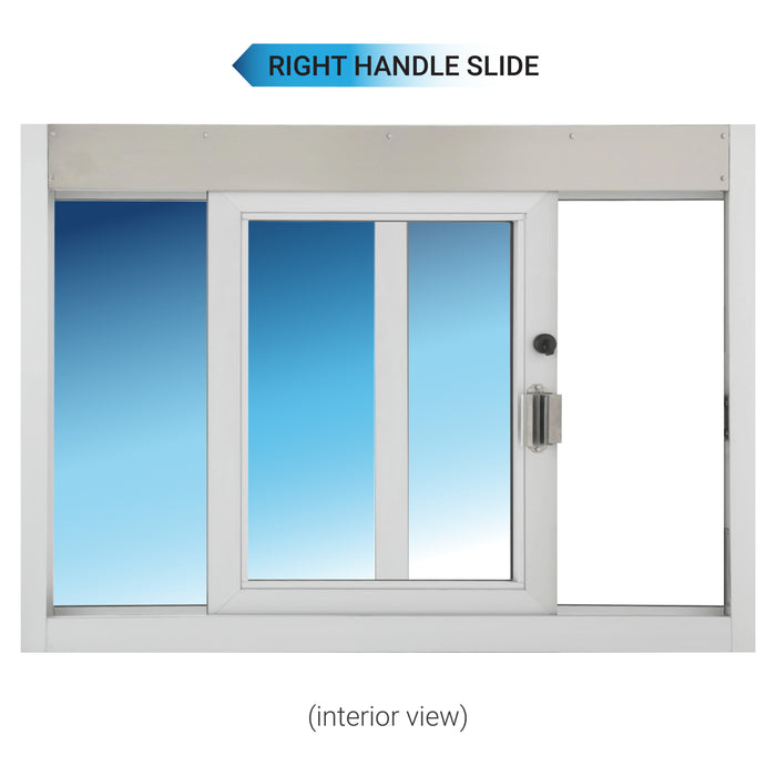 Quikserv right handle slide self-closing drive thru for service window, SC-4030, SC-3030, Covenant Security Equipment