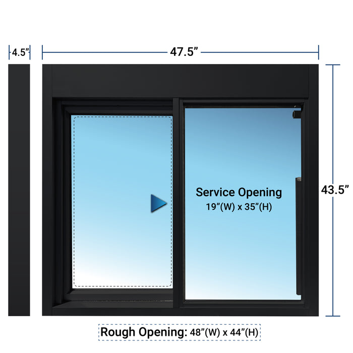 Ready Access 600 Single Panel Sliding Transaction Drive Thru Window 3/4" Insulated Glass Covenant Security Equipment 47.5" x 43.5"