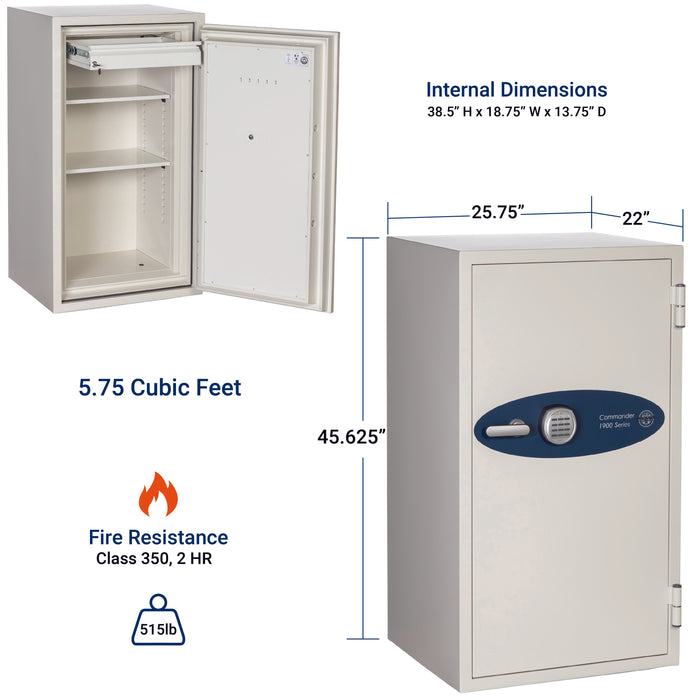 Phoenix 2 Hour Fireproof Safe with Digital Lock, Protection from Fire, Impact, and Water, 5.75 cubic feet, 1901