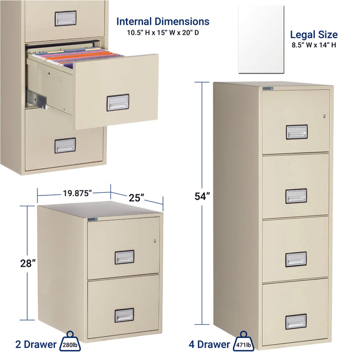 LGL2W25 Phoenix Safe Letter 2 Drawer dimensions Covenant Security