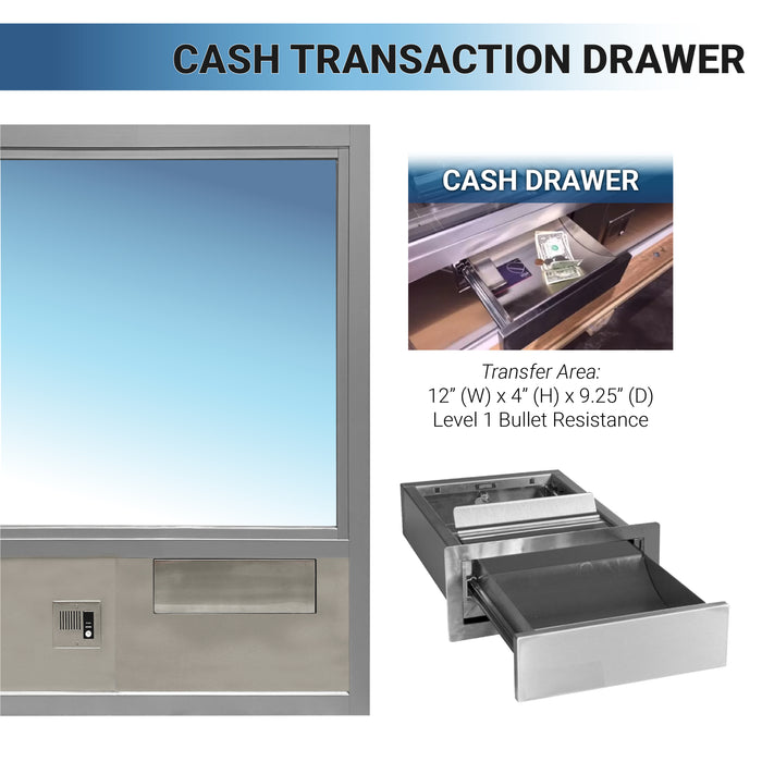 603 Ready Access Security Window – Fixed Pane with Cash Transaction Drawer Covenant Security Equipment 