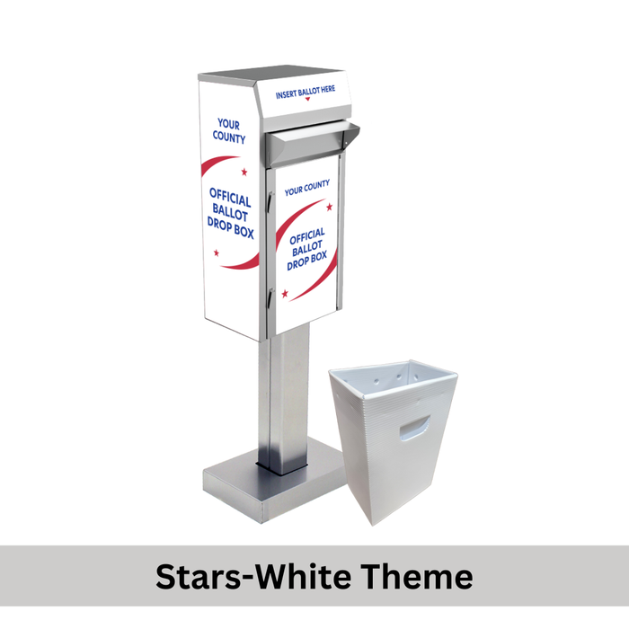 Extra-Small Ballot Drop Box (450) On Concrete - Stars-White vinyl