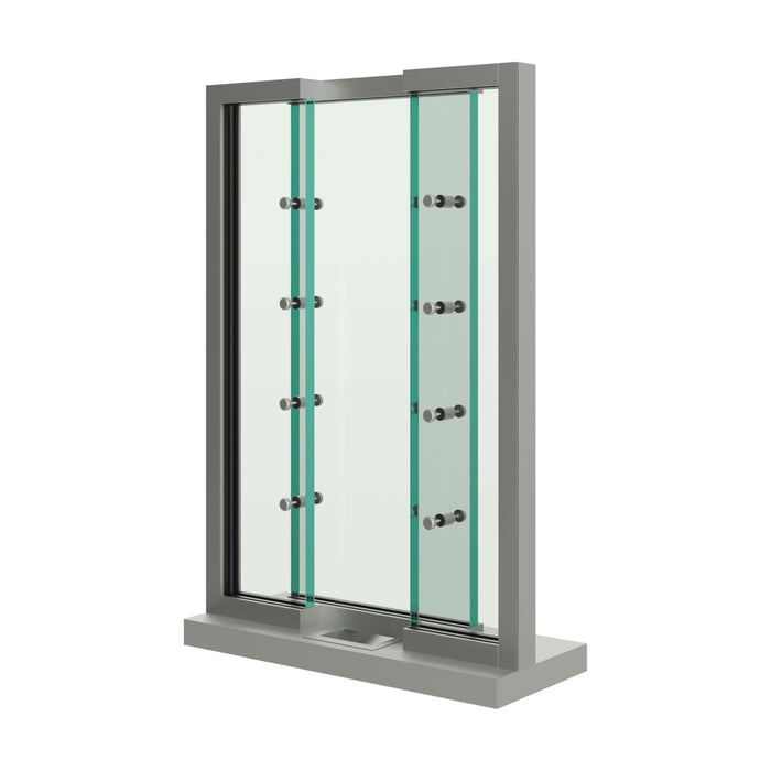 Bullet Resistant Aluminum Vertical Offset Transaction Window (Frameless Series)
