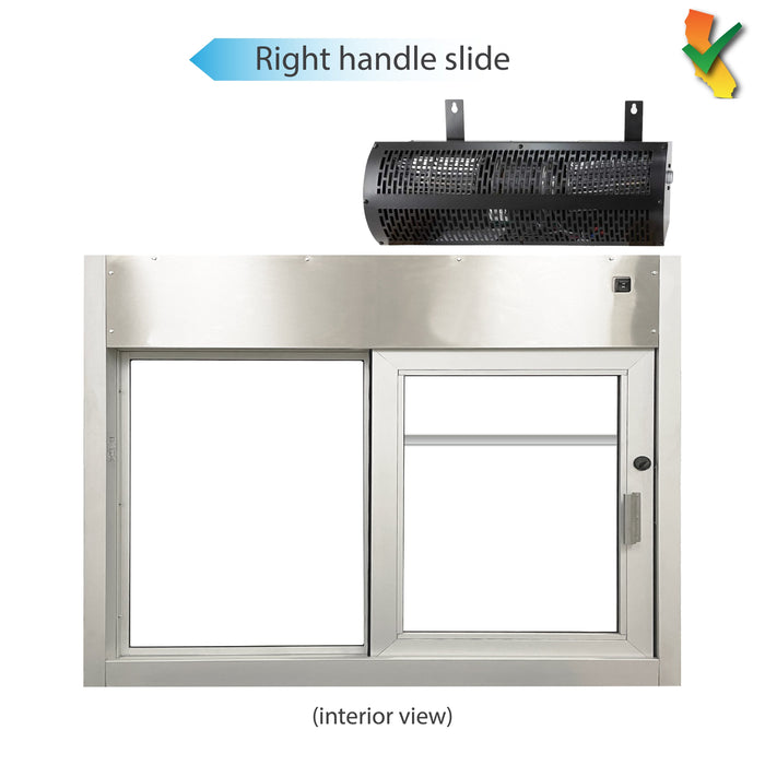 California SS-4035E 432 sq in, clear anodized, right hand, with Quikserv air curtain (interior view)