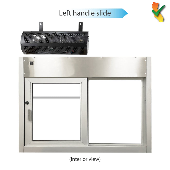 California SS-4035E 432 sq in, clear anodized, left hand, with Quikserv air curtain (interior view)
