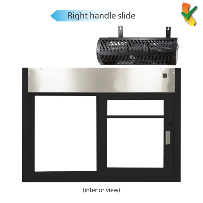 California SS-4035E 432 sq in, dark bronze, right hand, with Quikserv air curtain (interior view)