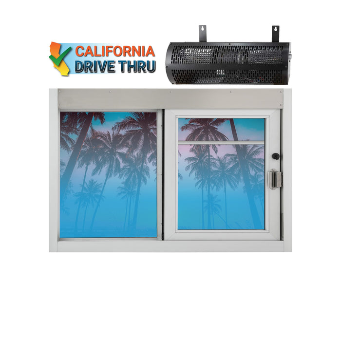 California drive-thru window, clear anodized, with Quikserv air curtain