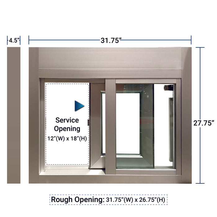 Ready Access Walkup Delivery Slider Window Clear Frame Covenant Security Equipment Dimensions