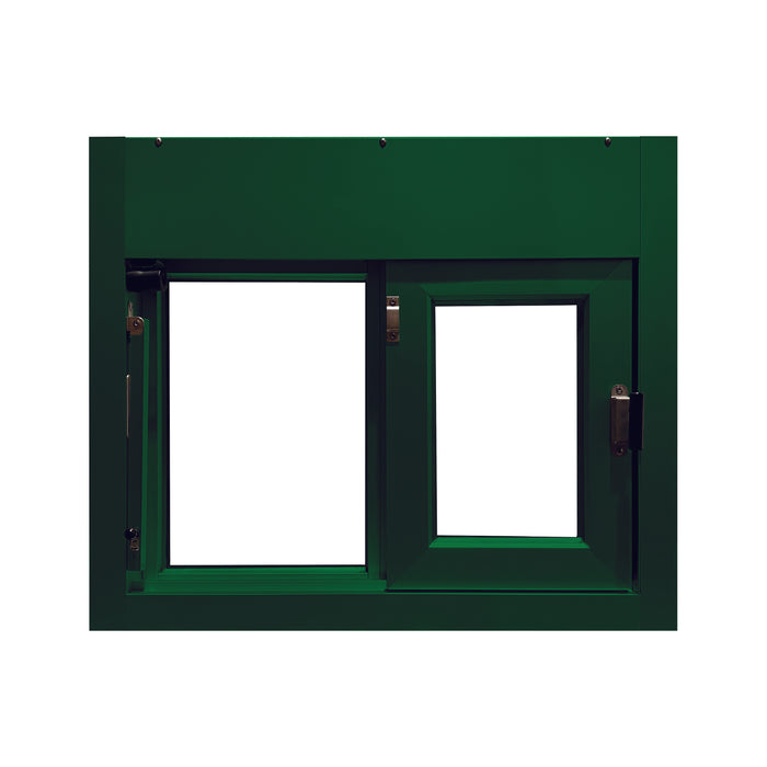 Ready Access Walkup Delivery Slider Window Covenant Security Equipment Dark Green Frame
