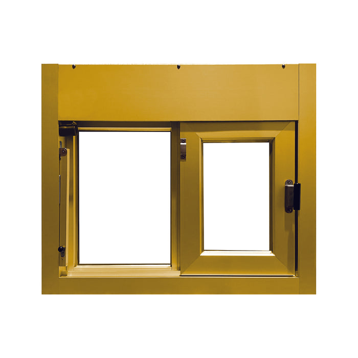 Ready Access Walkup Delivery Slider Window Covenant Security Equipment Yellow Frame