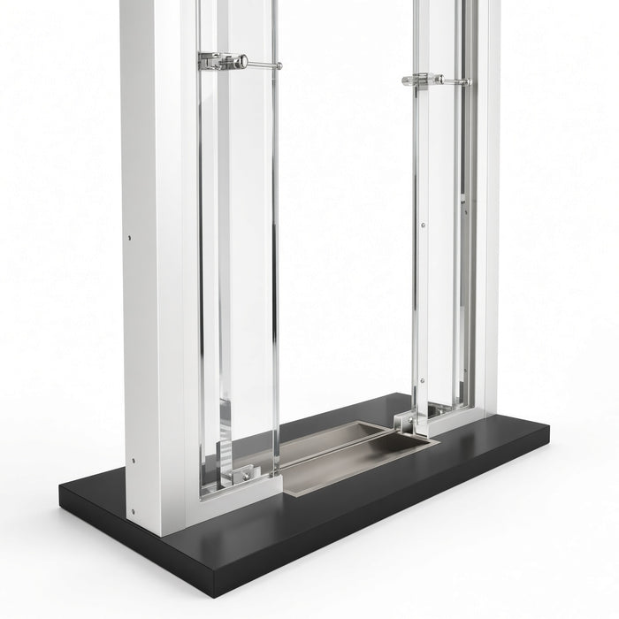 Clear Anodized Aluminum Frame with Glass Baffled Transaction Window with Base and Deal Tray