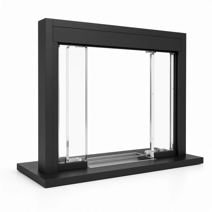 Dark Bronze Baffled Transaction Window with Base and Deal Tray
