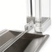 Close-up Clear Anodized Aluminum Frame with Glass Baffled Transaction Window with Base and Deal Tray