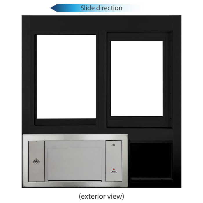 Convenience Store or Pharmacy Drive-Thru Transaction Station with Self-Closing Slider Window and Transaction Drawer | CSE-QS-BRDW-4855