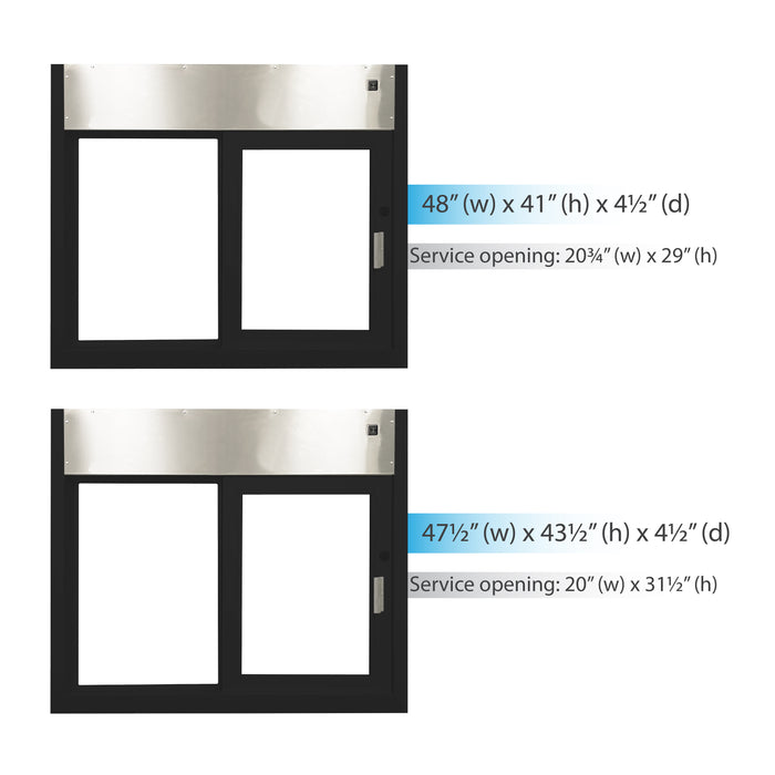 Quikserv 9613-BL, 9614-BR, 9615-CL, 9616-CR automatic electric drive thru slider window Covenant Security Equipment