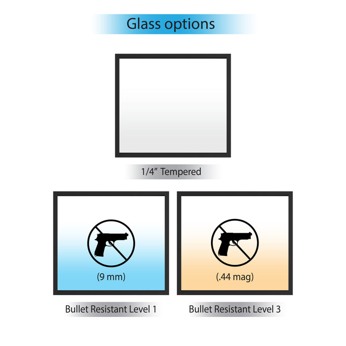 Fixed frame window bullet resistant glass options
