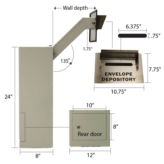 EDU envelope depository unit dimensions