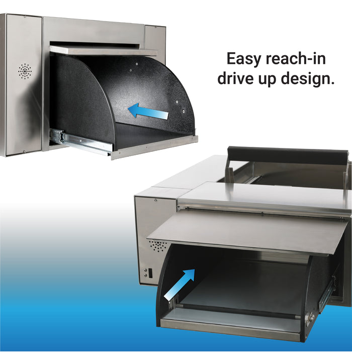 Convenience Store or Pharmacy Drive-Thru Transaction Station with Self-Closing Slider Window and Transaction Drawer | CSE-QS-BRDW-4855