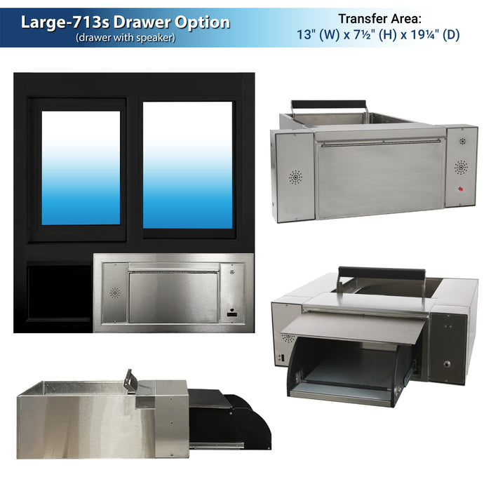 Convenience Store or Pharmacy Drive-Thru Transaction Station with Self-Closing Slider Window and Transaction Drawer | CSE-QS-BRDW-4855