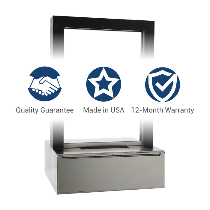 STOCK | CSE-QS-TS-PD | Ticket Window With Pizza Drawer Transaction Station | Clear Anodized 1/4" Tempered