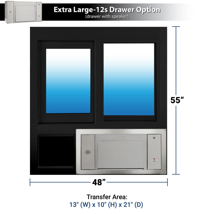 Convenience Store or Pharmacy Drive-Thru Transaction Station with Self-Closing Slider Window and Transaction Drawer | CSE-QS-BRDW-4855