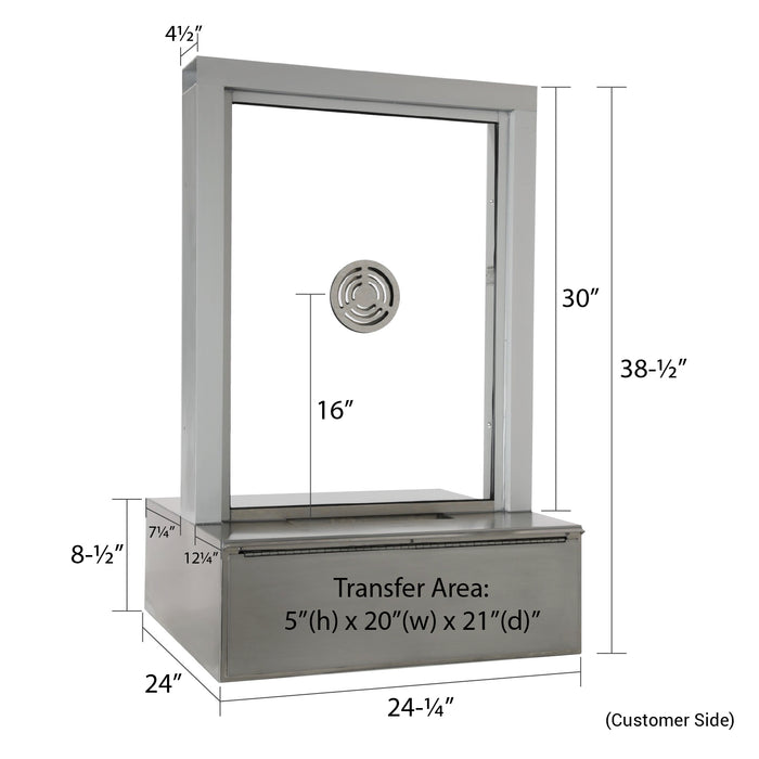 STOCK | CSE-QS-TS-PD | Ticket Window With Pizza Drawer Transaction Station | Clear Anodized 1/4" Tempered