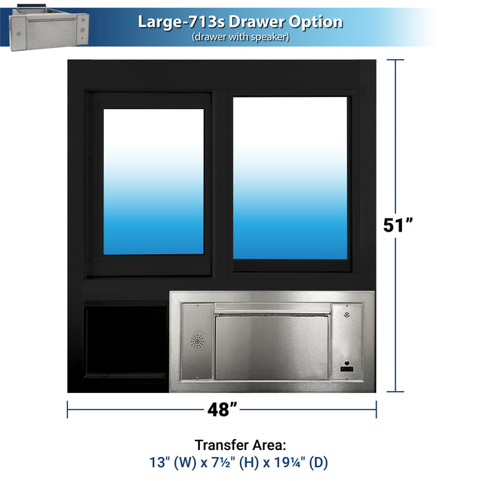 Convenience Store or Pharmacy Drive-Thru Transaction Station with Self-Closing Slider Window and Transaction Drawer | CSE-QS-BRDW-4855