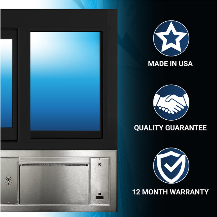 Convenience Store or Pharmacy Drive-Thru Transaction Station with Self-Closing Slider Window and Transaction Drawer | CSE-QS-BRDW-4855