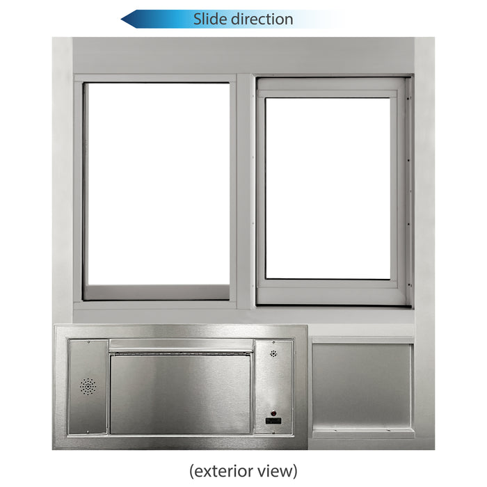 Convenience Store or Pharmacy Drive-Thru Transaction Station with Self-Closing Slider Window and Transaction Drawer | CSE-QS-BRDW-4855