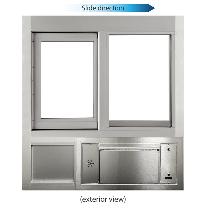 Convenience Store or Pharmacy Drive-Thru Transaction Station with Self-Closing Slider Window and Transaction Drawer | CSE-QS-BRDW-4855