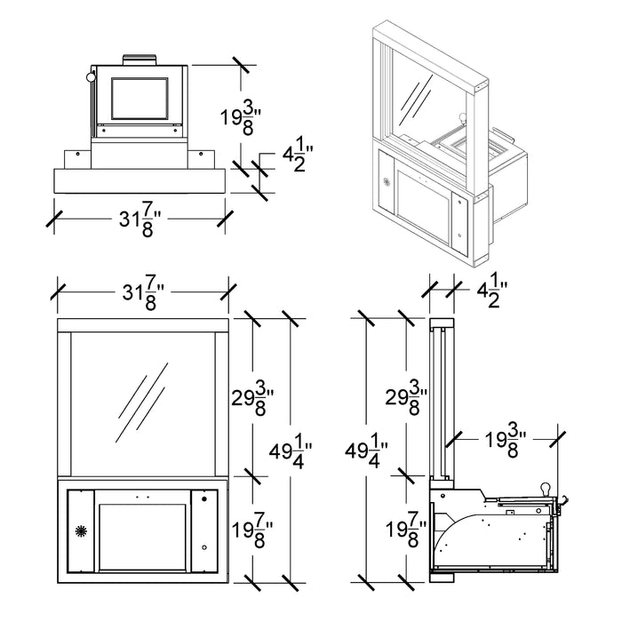 Extra Large Transfer Drive-thru Transaction Window Station | 31-7/8" (W) x 49-1/4" (H) | CSE-QS-TS-12S-Mini