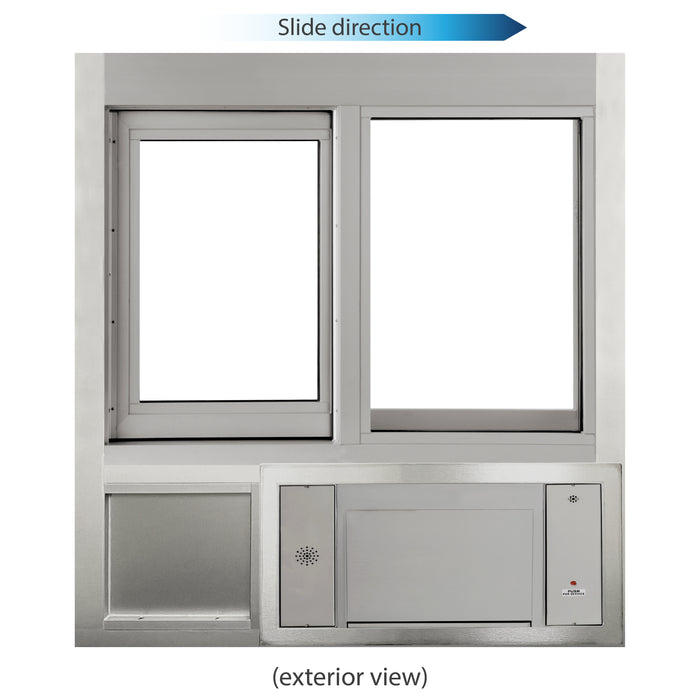 Convenience Store or Pharmacy Drive-Thru Transaction Station with Self-Closing Slider Window and Transaction Drawer | CSE-QS-BRDW-4855