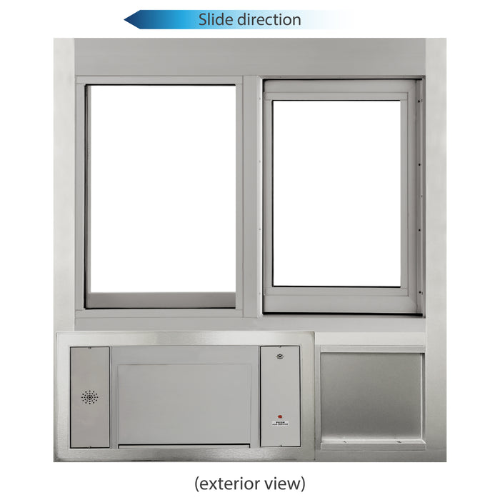 Convenience Store or Pharmacy Drive-Thru Transaction Station with Self-Closing Slider Window and Transaction Drawer | CSE-QS-BRDW-4855