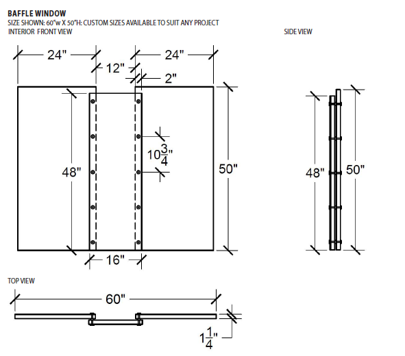 CSE-TWB-6048 | Baffle (Roxbury) Interior Transaction Window